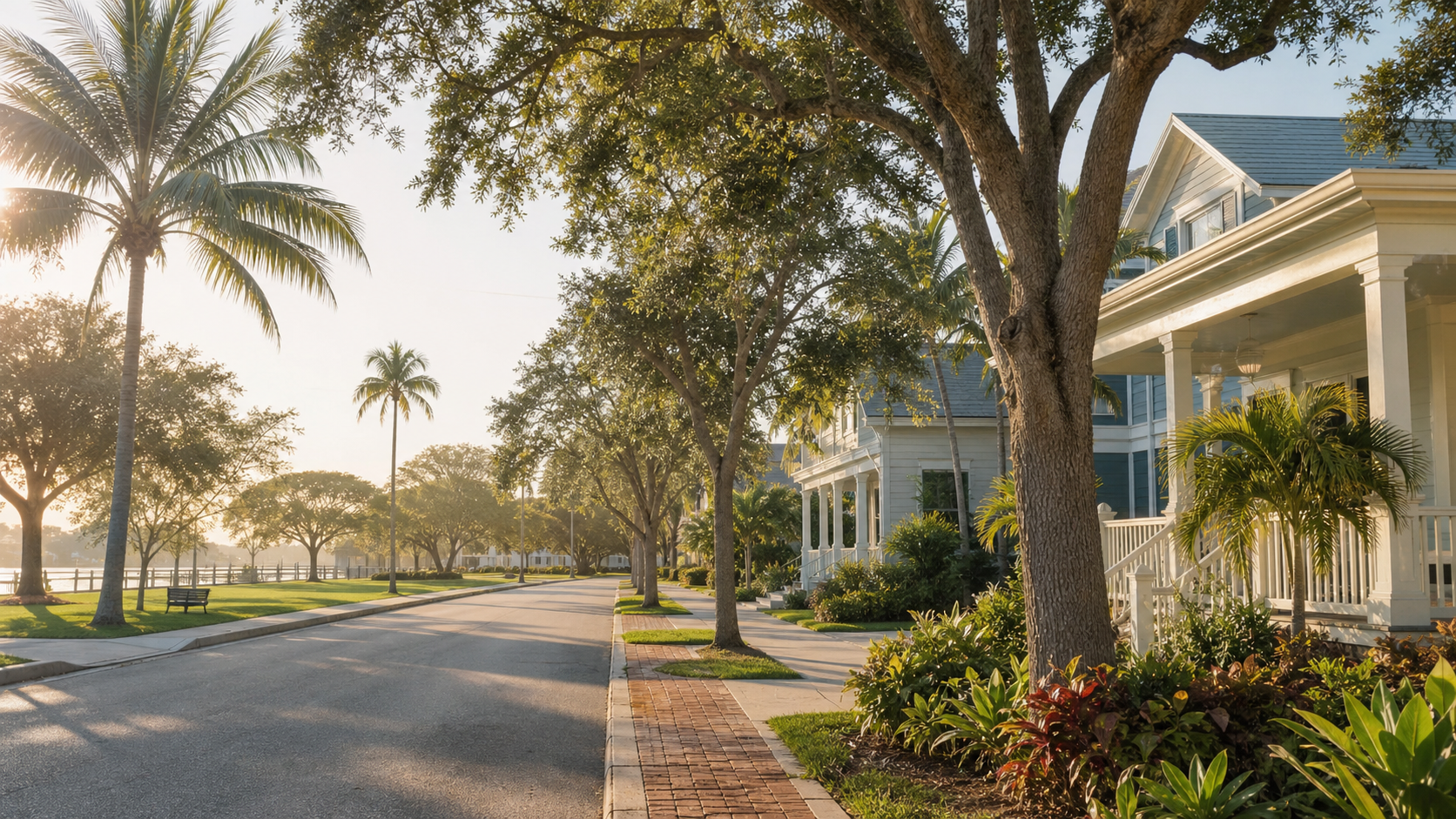 Families walking near a park path on the Treasure Coast